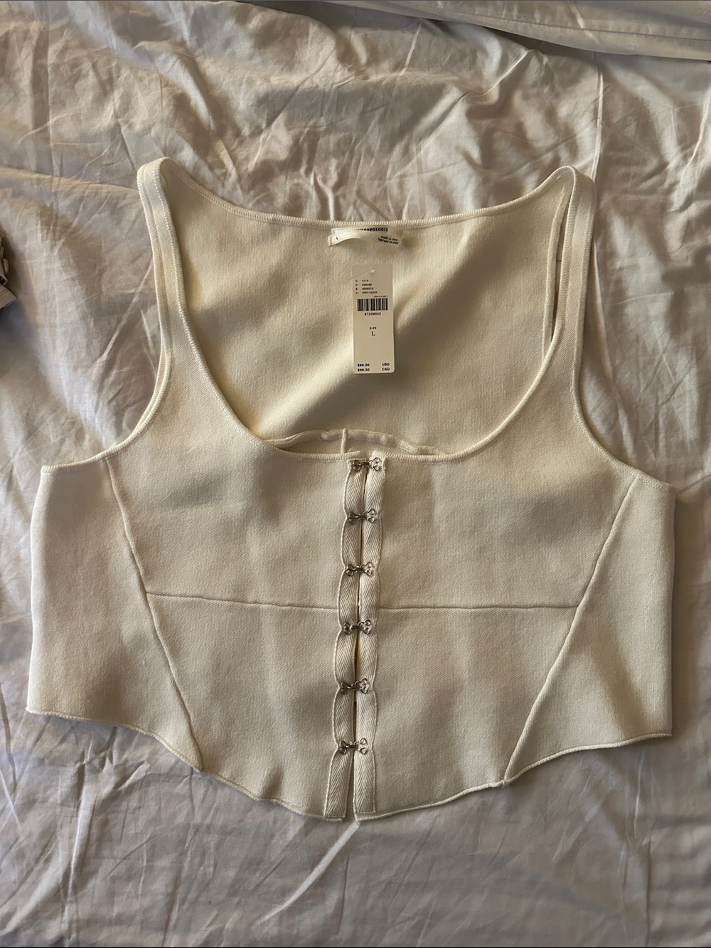 Anthropologie Cream Hook-and-Loop Cropped Tank